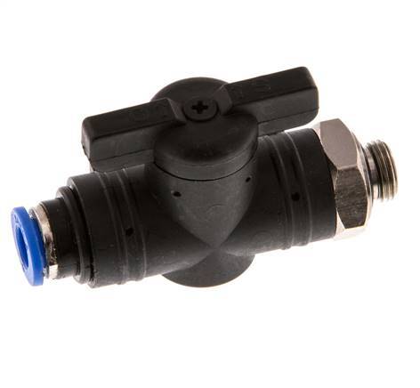 Válvula de bola recta de 2 vías 6 mm - G1/8'' Plástico/Latón