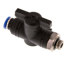 Válvula de bola recta de 2 vías 6 mm - G1/8'' Plástico/Latón