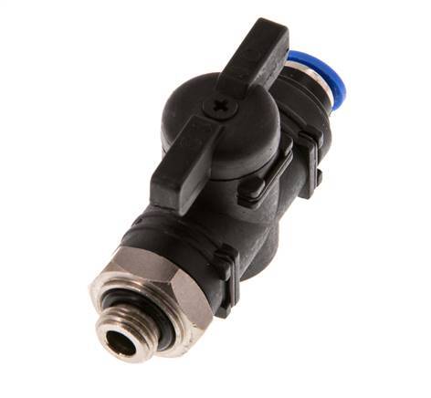 Válvula de bola recta de 2 vías 6 mm - G1/8'' Plástico/Latón