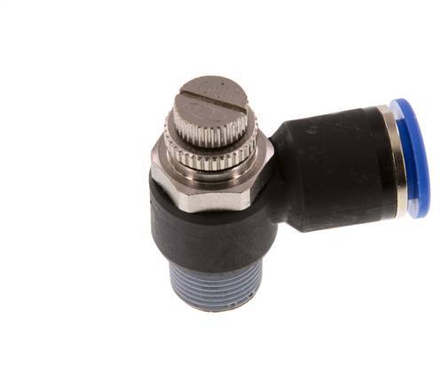 Codo de salida del silenciador de control de flujo 12 mm - R3/8'' Latón/PA 66