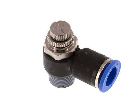 Codo de salida del silenciador de control de flujo 12 mm - R3/8'' Latón/PA 66