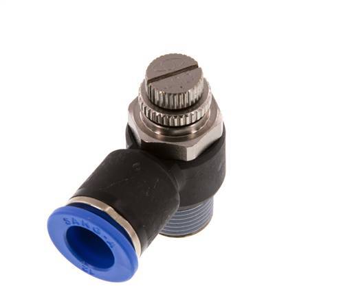 Codo de salida del silenciador de control de flujo 12 mm - R3/8'' Latón/PA 66