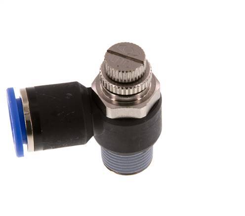 Codo de salida del silenciador de control de flujo 12 mm - R3/8'' Latón/PA 66