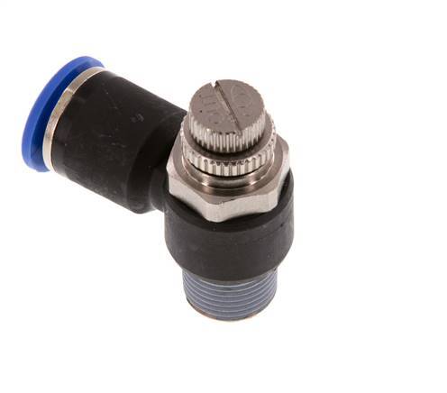 Codo de salida del silenciador de control de flujo 12 mm - R3/8'' Latón/PA 66