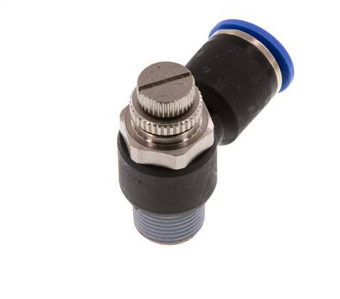 Codo de salida del silenciador de control de flujo 12 mm - R3/8'' Latón/PA 66