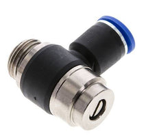Codo de salida del silenciador de control de flujo 12 mm - G1/2'' Latón/PA 66 Tornillo ranurado