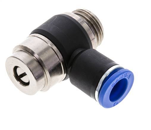 Codo de salida del silenciador de control de flujo 12 mm - G1/2'' Latón/PA 66 Tornillo ranurado