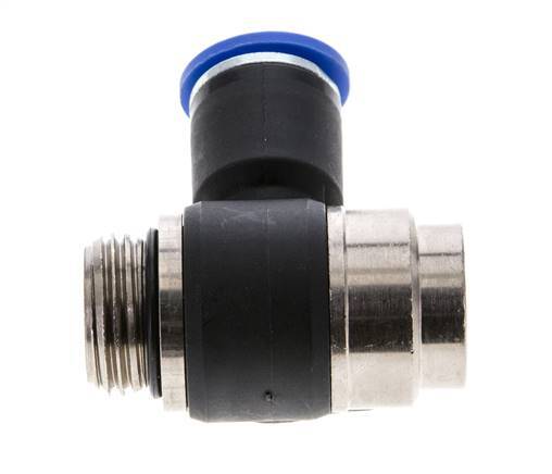 Codo de salida del silenciador de control de flujo 12 mm - G1/2'' Latón/PA 66 Tornillo ranurado