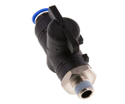Válvula de bola recta de 2 vías 10 mm - R1/4'' Plástico/Latón