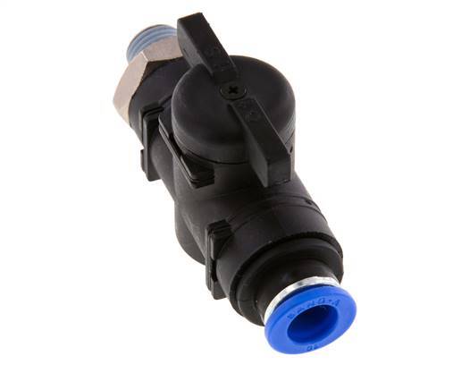 Válvula de bola recta de 2 vías 10 mm - R1/4'' Plástico/Latón