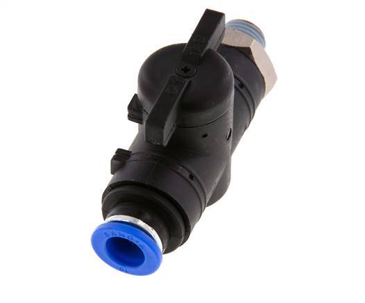 Válvula de bola recta de 2 vías 10 mm - R1/4'' Plástico/Latón