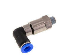 Codo de 8 mm y R1/8'' Junta giratoria rápida Rosca macho Niquelada Latón/PBT NBR Giratorio