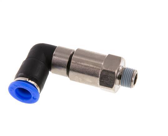 Codo de 8 mm y R1/8'' Junta giratoria rápida Rosca macho Niquelada Latón/PBT NBR Giratorio
