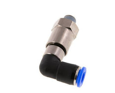 Codo de 8 mm y R1/8'' Junta giratoria rápida Rosca macho Niquelada Latón/PBT NBR Giratorio