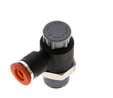 Válvula de control de flujo Codo de entrada de medidor 6 mm - R1/4'' Latón/PA 66 Tuerca de seguridad