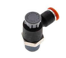 Válvula de control de flujo Codo de entrada de medidor 6 mm - R1/4'' Latón/PA 66 Tuerca de seguridad