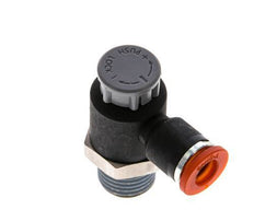 Válvula de control de flujo Codo de entrada de medidor 6 mm - R1/4'' Latón/PA 66 Tuerca de seguridad