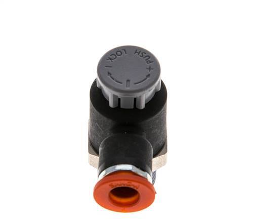 Válvula de control de flujo Codo de entrada de medidor 6 mm - R1/4'' Latón/PA 66 Tuerca de seguridad