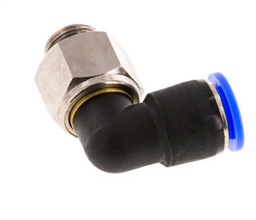 Codo de 12 mm y G3/8'' Junta giratoria con rosca macho niquelada Latón/PBT NBR Giratorio