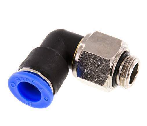 Codo de 12 mm y G3/8'' Junta giratoria con rosca macho niquelada Latón/PBT NBR Giratorio