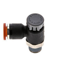 Válvula de control de flujo Codo de entrada de medidor 6 mm - R1/8'' Latón/PA 66 Tuerca de seguridad