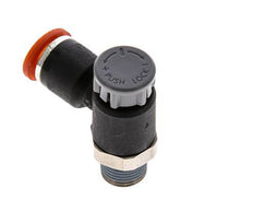Válvula de control de flujo Codo de entrada de medidor 6 mm - R1/8'' Latón/PA 66 Tuerca de seguridad
