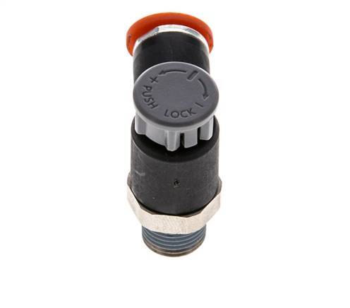 Válvula de control de flujo Codo de entrada de medidor 6 mm - R1/8'' Latón/PA 66 Tuerca de seguridad