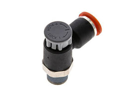 Válvula de control de flujo Codo de entrada de medidor 6 mm - R1/8'' Latón/PA 66 Tuerca de seguridad