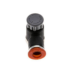 Válvula de control de flujo Codo de entrada de medidor 6 mm - R1/8'' Latón/PA 66 Tuerca de seguridad