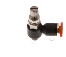 Silenciador de control de flujo Codo de entrada de medidor 4 mm - M5 Latón/PA 66