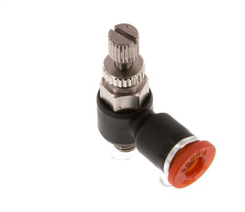 Silenciador de control de flujo Codo de entrada de medidor 4 mm - M5 Latón/PA 66