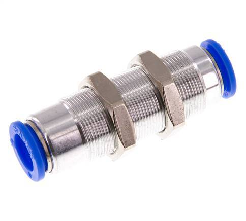 Racor rápido de 12 mm con cierre automático de latón/PBT Pasamuros 0-10bar (0-145psi)