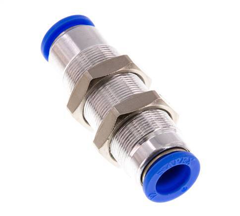 Racor rápido de 12 mm con cierre automático de latón/PBT Pasamuros 0-10bar (0-145psi)