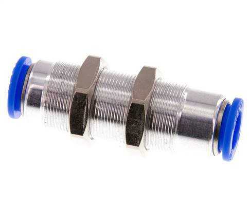 Racor rápido de 12 mm con cierre automático de latón/PBT Pasamuros 0-10bar (0-145psi)