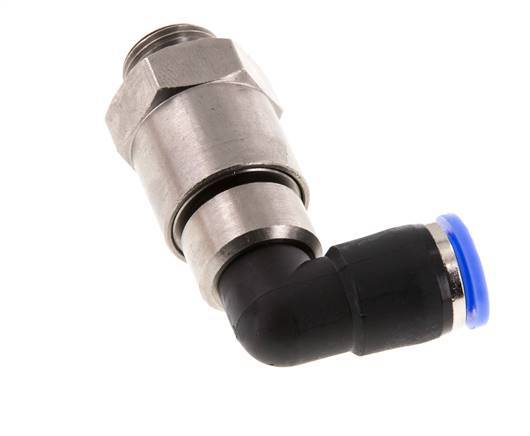 Codo de 10 mm y G3/8'' Junta giratoria rápida Rosca macho níquel-latón/PBT NBR Giratorio
