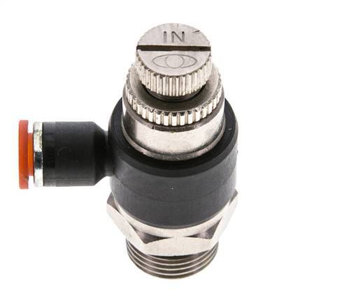 Silenciador de control de flujo Codo de entrada de medidor 6 mm - G3/8'' Latón/PA 66