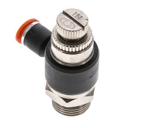 Silenciador de control de flujo Codo de entrada de medidor 6 mm - G3/8'' Latón/PA 66