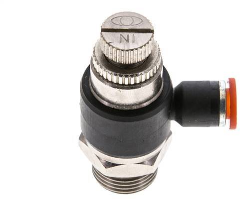 Silenciador de control de flujo Codo de entrada de medidor 6 mm - G3/8'' Latón/PA 66