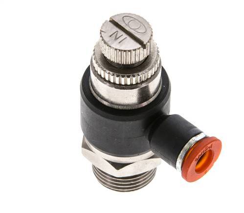 Silenciador de control de flujo Codo de entrada de medidor 6 mm - G3/8'' Latón/PA 66