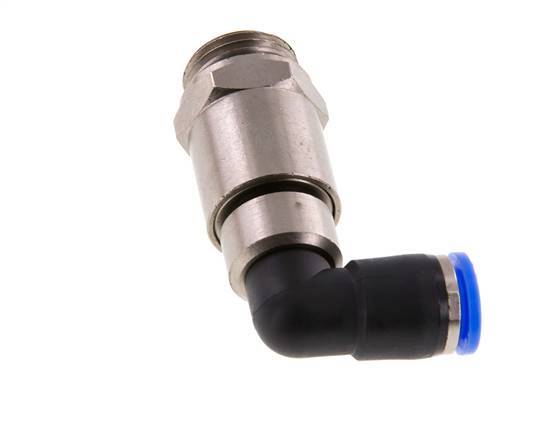 Codo de 10 mm y G1/2'' Junta giratoria rápida Rosca macho níquel-latón/PBT NBR Giratorio