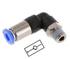 Racor rápido 10mm y R1/4'' Codo autoblocante macho Latón/PBT 0-10bar (0-145psi)