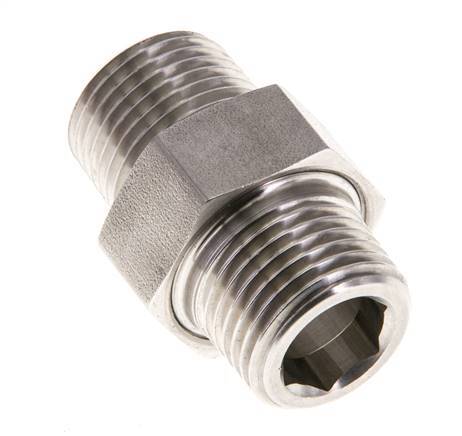 Espiga doble R1/2'' Separable Acero inoxidable Junta plana PTFE 40bar (562.0psi)