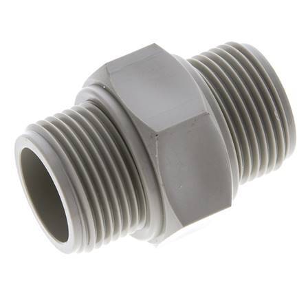 Double Nipple G1'' Polypropylene (pp) 10bar (140.5psi) FDA 43mm Hex