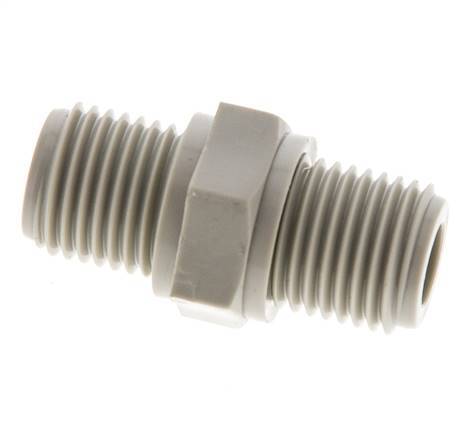 Double Nipple G1/4'' Polypropylene (pp) 10bar (140.5psi) FDA 17mm Hex [2 Pieces]