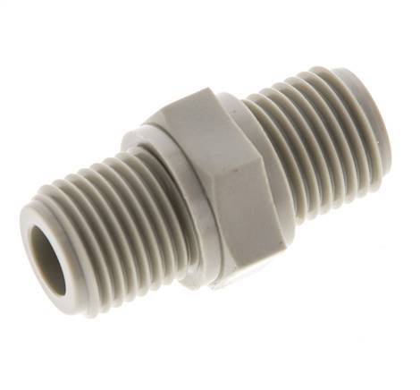 Double Nipple G1/4'' Polypropylene (pp) 10bar (140.5psi) FDA 17mm Hex [2 Pieces]