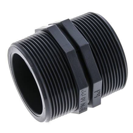Espiga doble G2'' Polipropileno (pp) 10bar (140.5psi) FDA 64mm Hex.