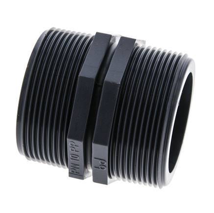 Espiga doble G2'' Polipropileno (pp) 10bar (140.5psi) FDA 64mm Hex.