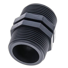 Espiga doble G1 1/4'' Polipropileno (pp) 10bar (140.5psi) FDA 46mm Hex.