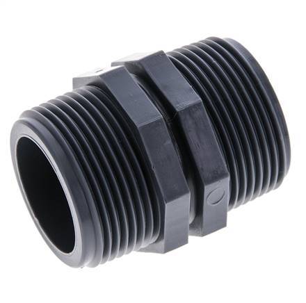 Espiga doble G1 1/4'' Polipropileno (pp) 10bar (140.5psi) FDA 46mm Hex.