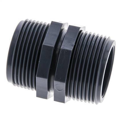 Espiga doble G1 1/4'' Polipropileno (pp) 10bar (140.5psi) FDA 46mm Hex.